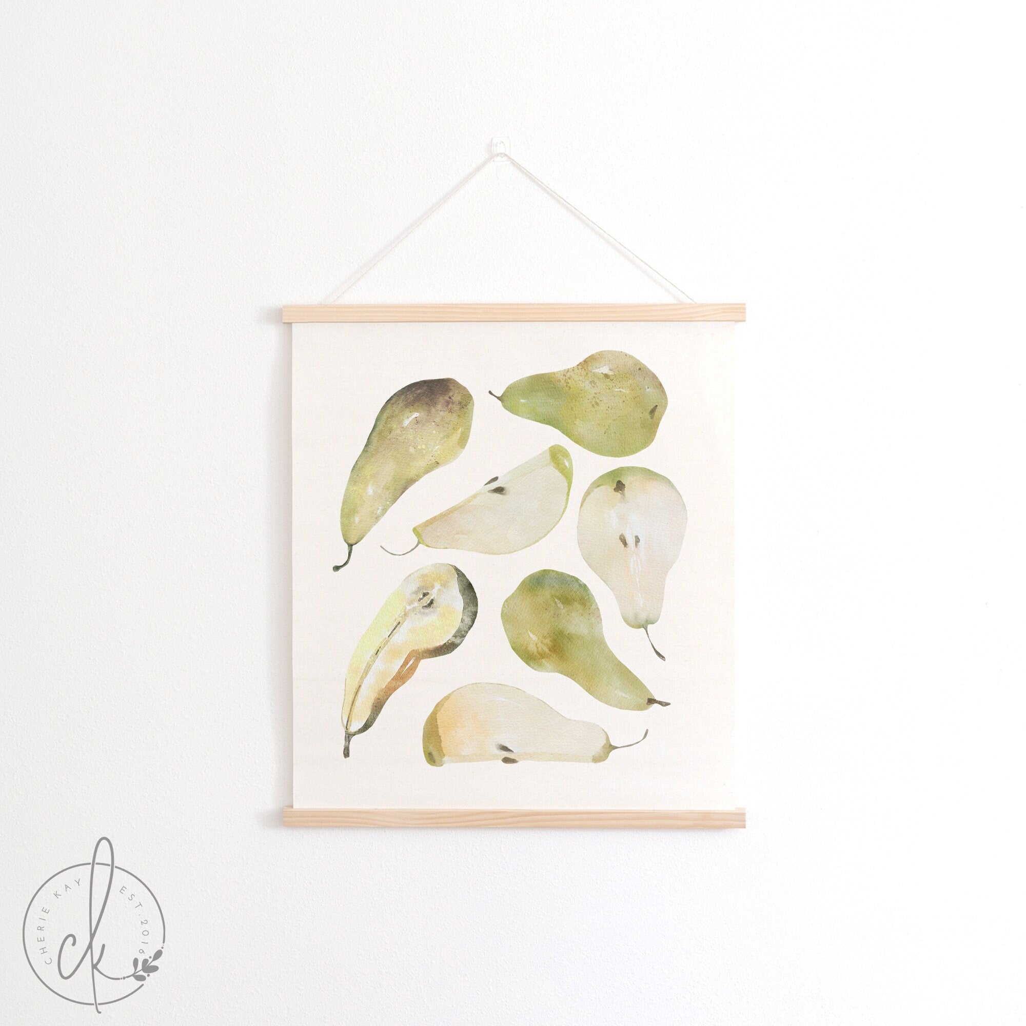 Pears | Canvas Wall Art | Kitchen Wall Decor | Fruit Sign | Kitchen Wall Art | Watercolor Pears | Kitchen And Dining