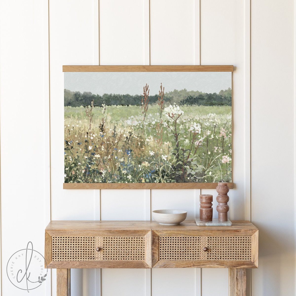 Wildflower Field | Canvas Tapestry | Meadow Wall Art | Landscape Canvas Art | Fabric Wall Hanging | Living Room Wall Decor | T17