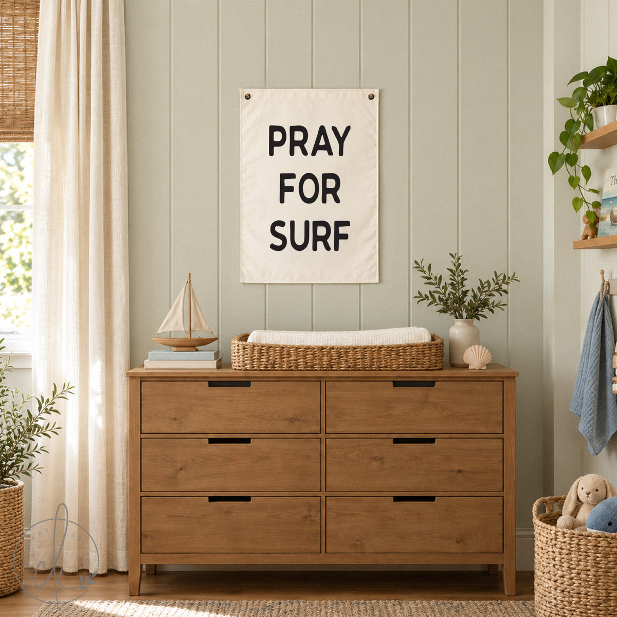 Pray for Surf Canvas Sign | Coastal Wall Art for Surfing Lovers | 28