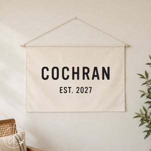 Personalized Family Name Canvas Sign | Custom Wall Decor Established Date Sign | 78