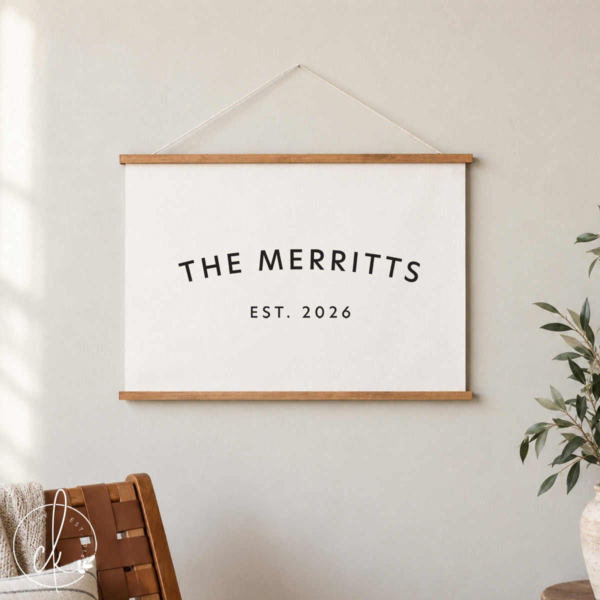 Custom Family Name Sign | Personalized Canvas Banner with Established Date | 79