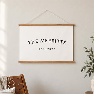 Custom Family Name Sign | Personalized Canvas Banner with Established Date | 79