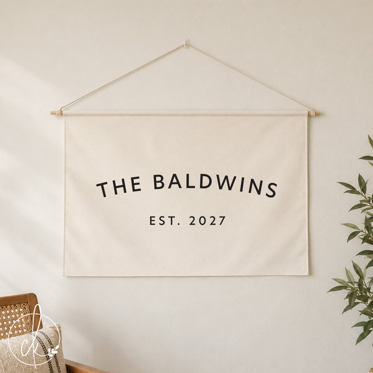 Custom Family Name Sign | Personalized Canvas Banner with Established Date | 79