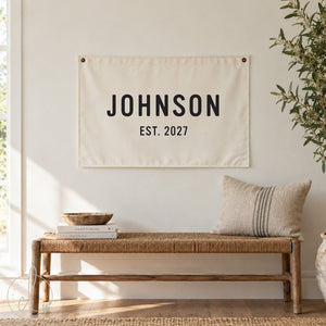 Personalized Family Name Canvas Sign | Custom Wall Decor Established Date Sign | 78