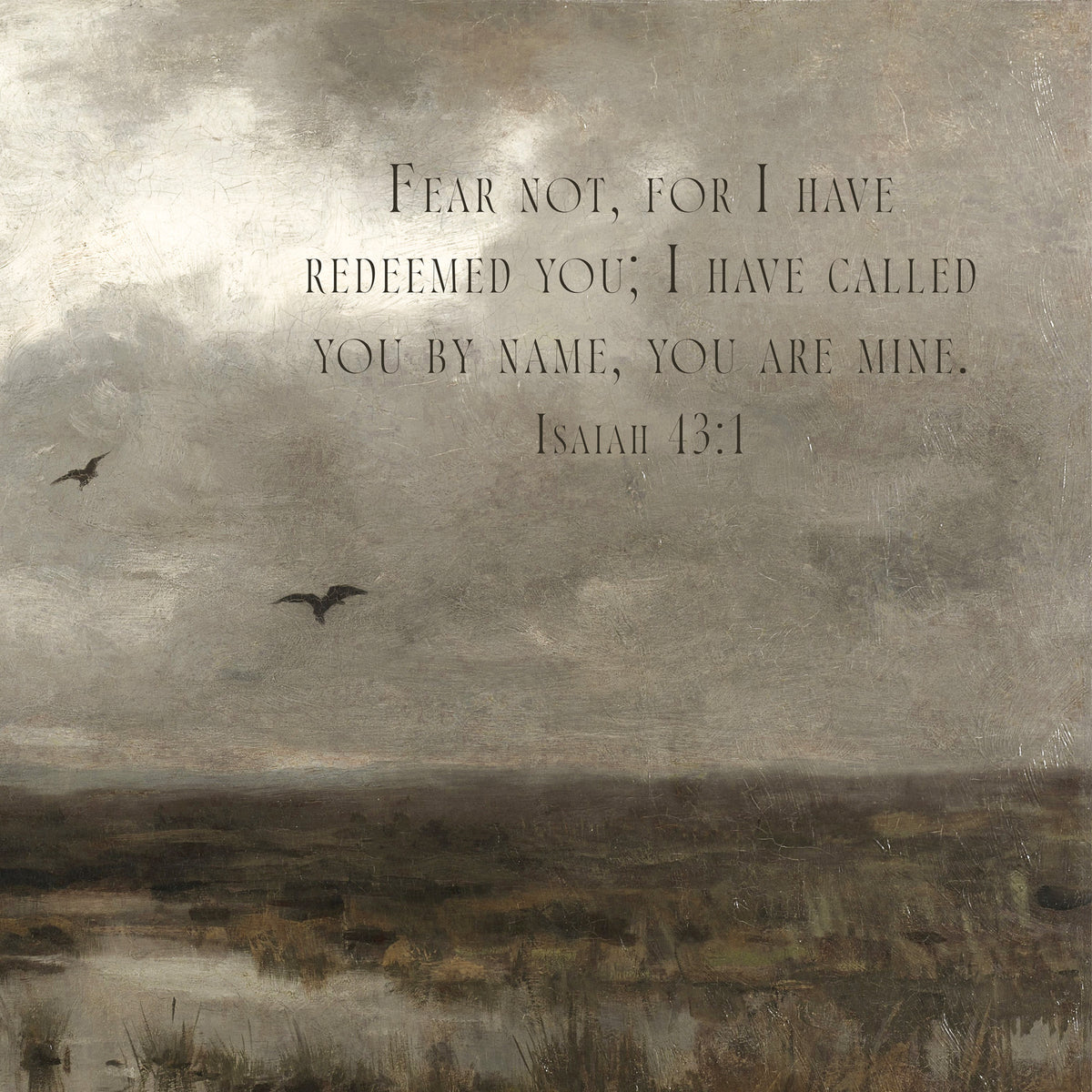 Oversized Vintage Landscape Print with Bible Verse | T60