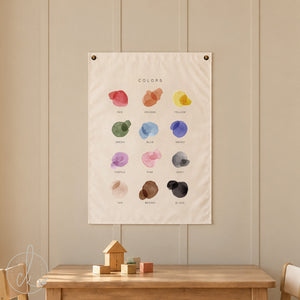Colors Chart | Canvas Flag | Canvas Wall Art | Classroom Decor | Playroom Decor | Educational Banner | Homeschool Decor