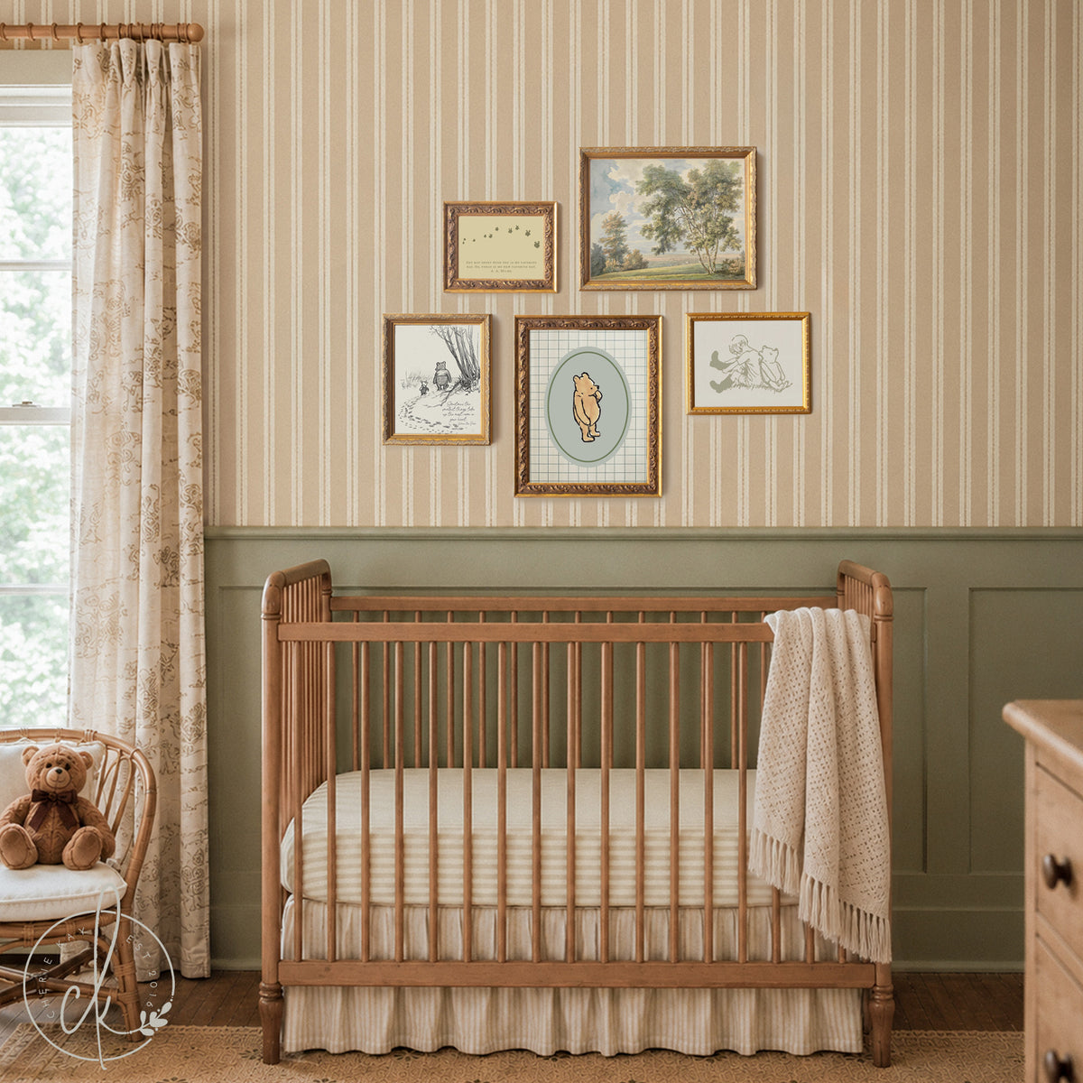 Winnie the Pooh Wall Decor Set | Vintage Nursery Gallery Wall Art | Framed Storybook Prints | G26