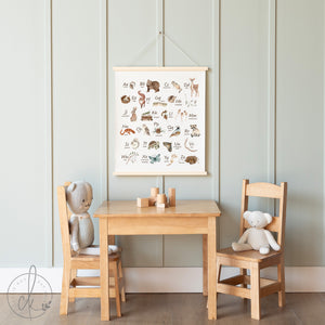 Woodland Animal Alphabet Canvas Print | Educational Wall Art