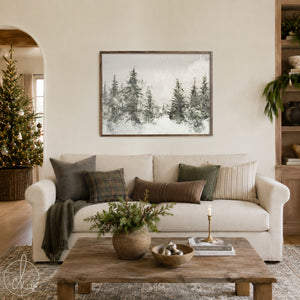 Christmas Tree Wall Art | Snowy Pine Tree Painting | Entryway Christmas Wall Decor | N103