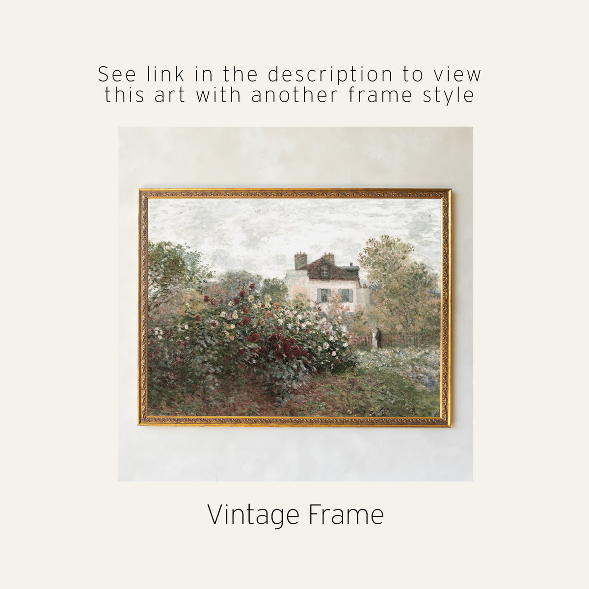 Cottage With Flower Garden | Wood Framed Canvas | N131