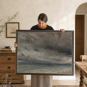 Stormy Ocean Painting | Large Framed Seascape Coastal Wall Art for Living Room | N18
