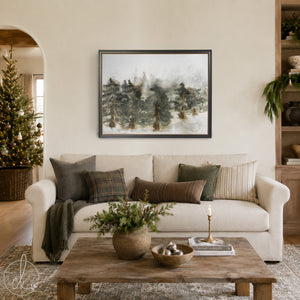 Christmas Wall Art | Winter Watercolor Landscape | Framed Pine Tree Decor | N200