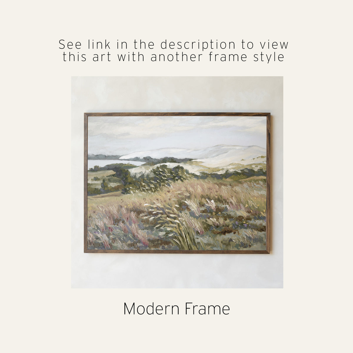 Framed Meadow Landscape Wall Art | Serene Country Scenery Painting | N225