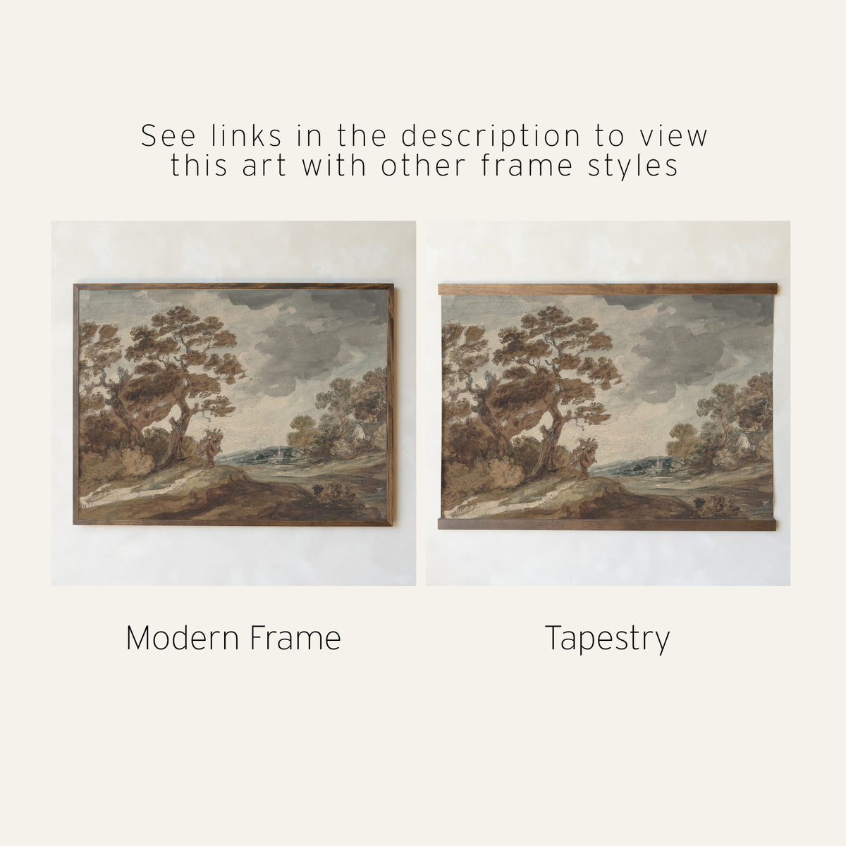 Vintage Fall Landscape Art | Serene Autumn Scene in Gold Frame | N231