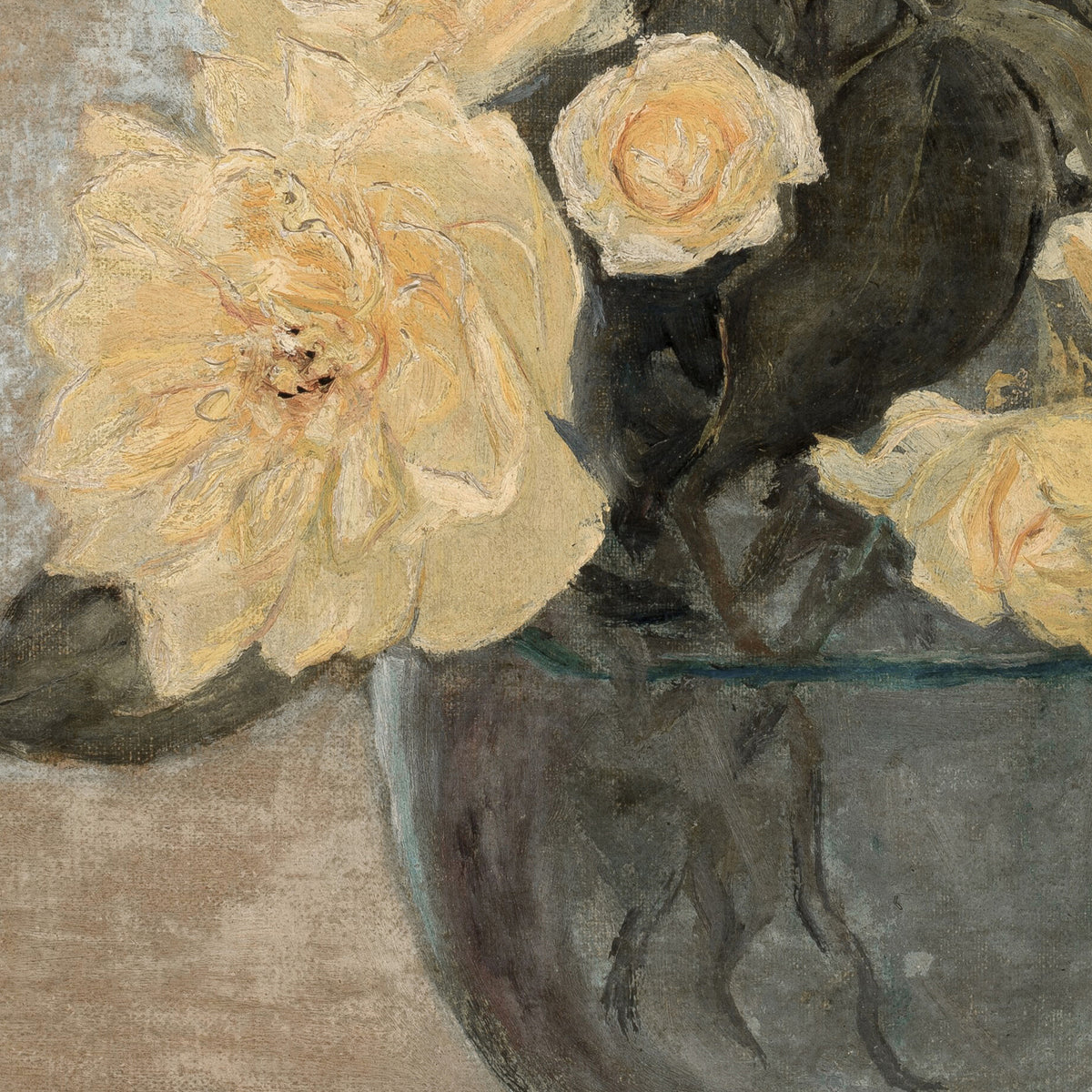 Vintage Flower Painting | Framed Yellow Rose Still Life | Antique Floral Wall Art | N242