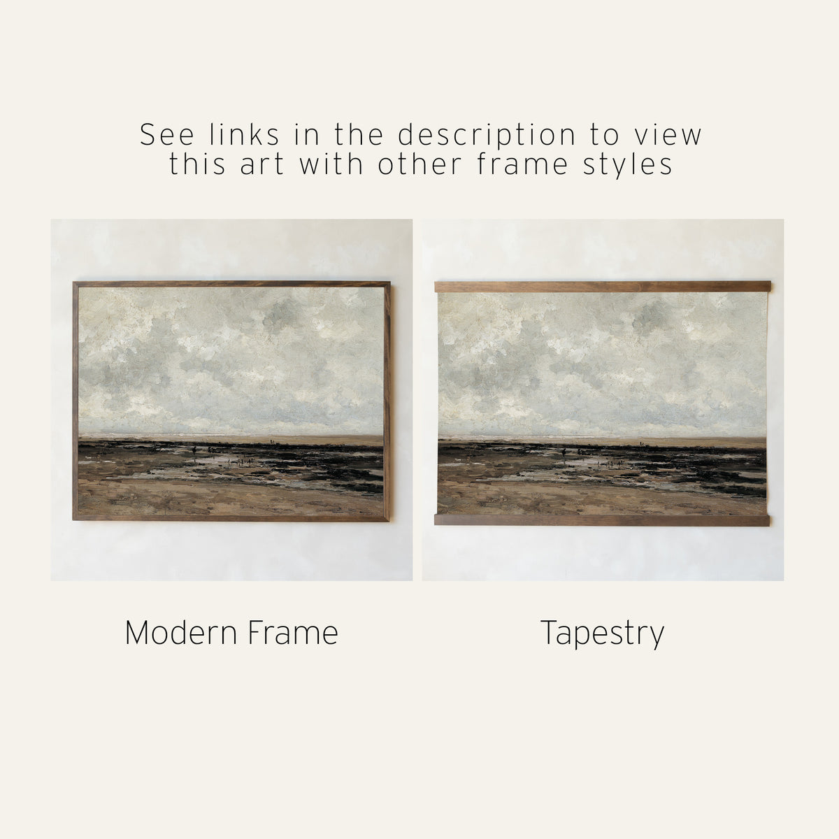 Vintage Seascape Painting | Abstract Beach Oil Painting | N243