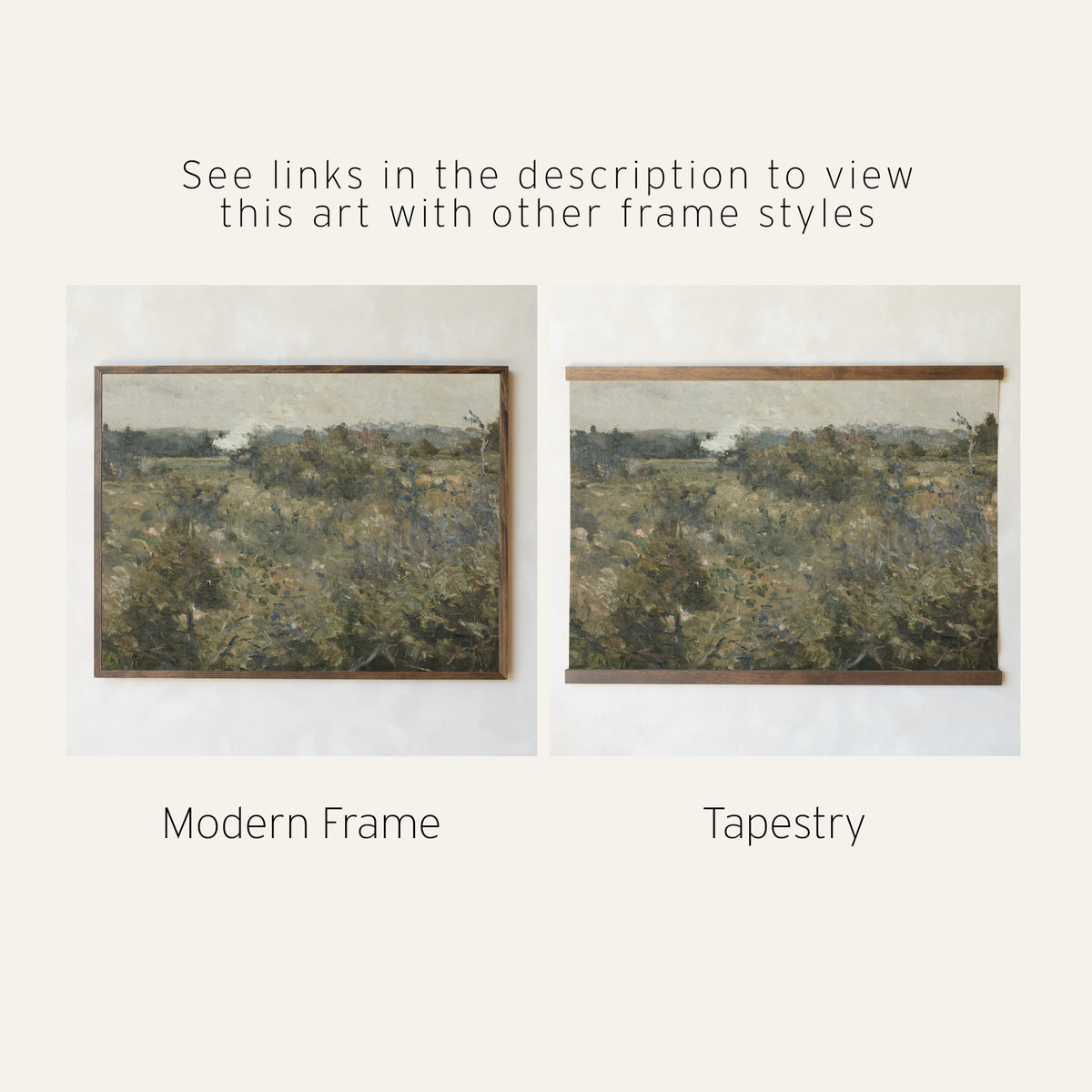 Framed Wall Artwork | Vintage Field Painting | N64