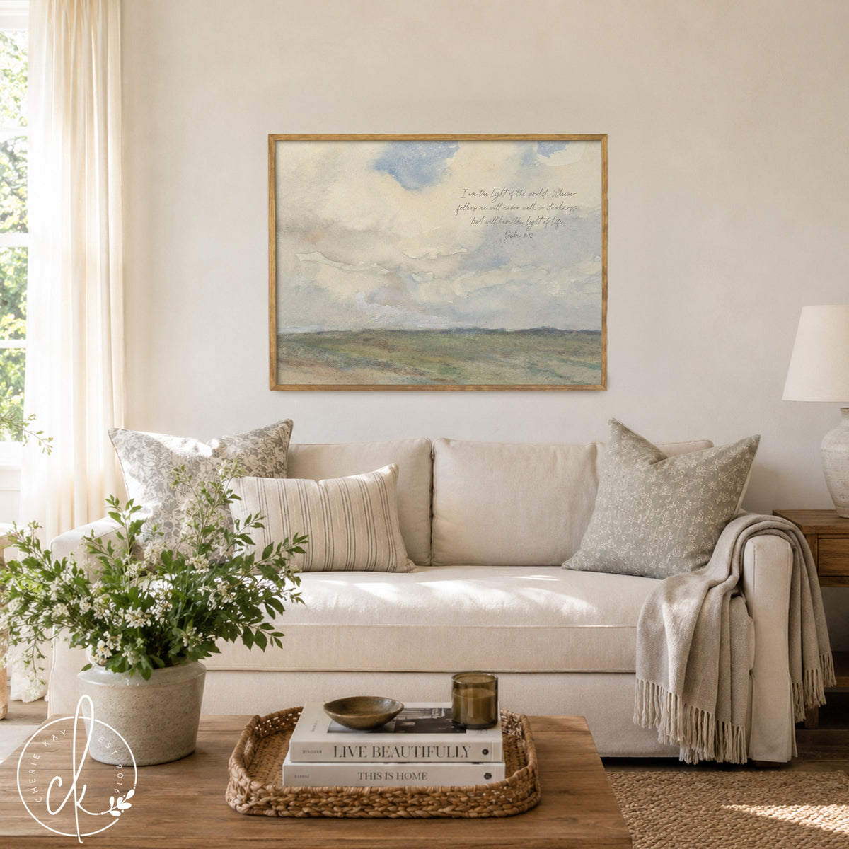 Christian Wall Decor | Framed Canvas Art | John 8:12 | N72