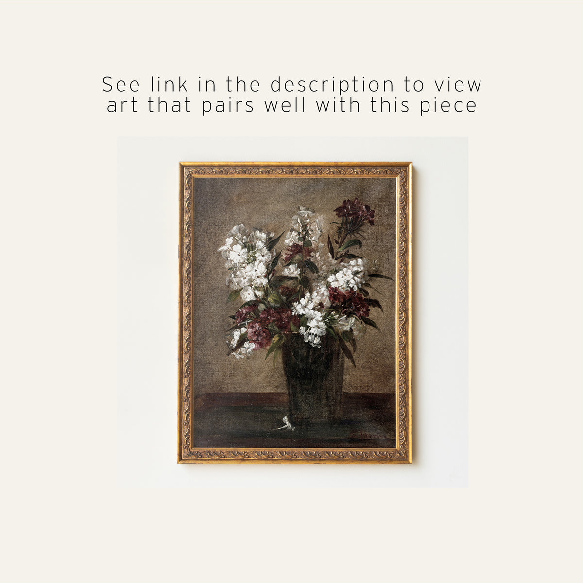 Vintage Floral Wall Art | Framed Flower Canvas | N97