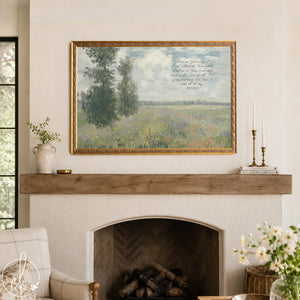 Monet Framed Print | Poppy Field Painting with Psalm 25:4-5 | Christian Wall Art | N99