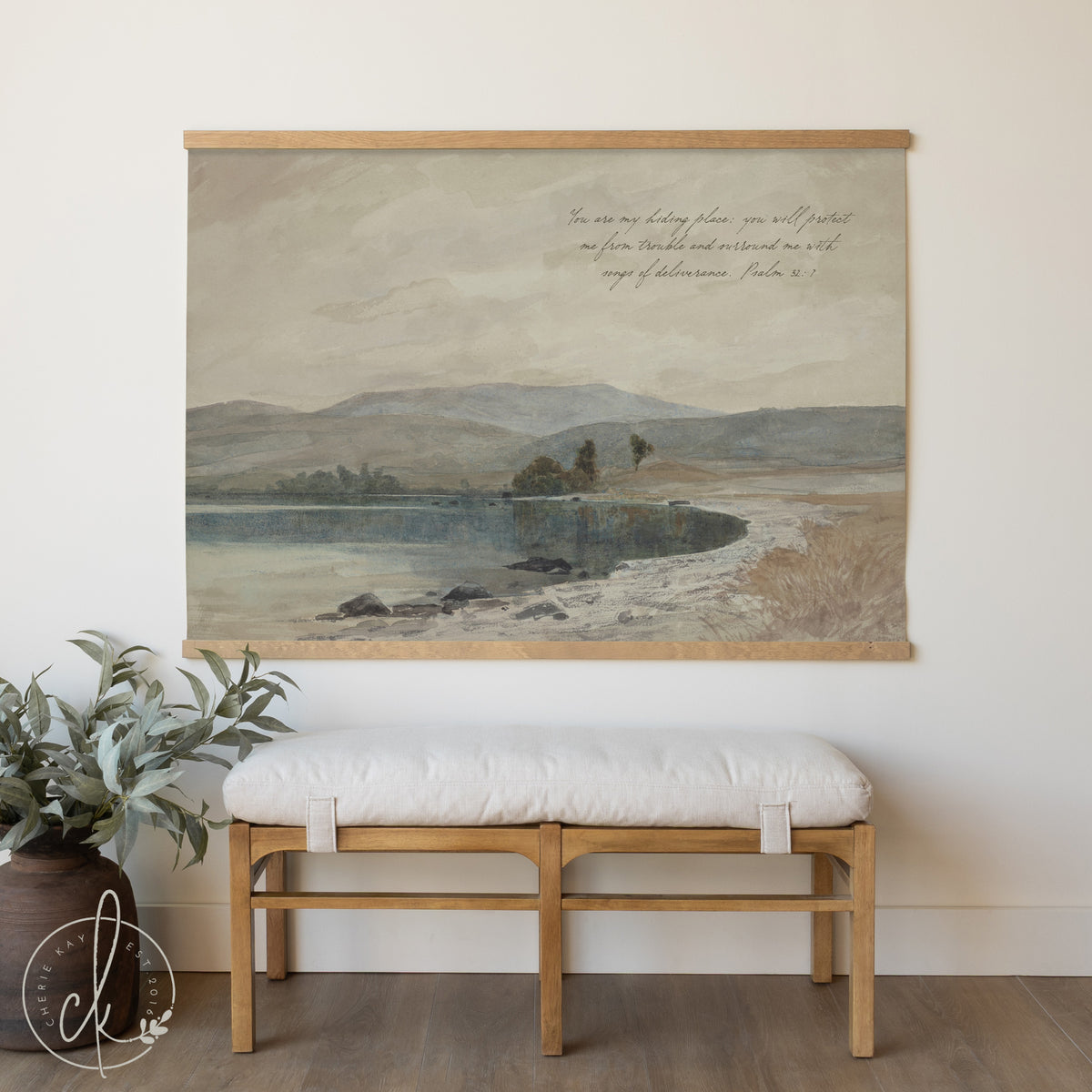 Vintage Landscape Art Canvas Tapestry | Lake and Mountain Decor | T20