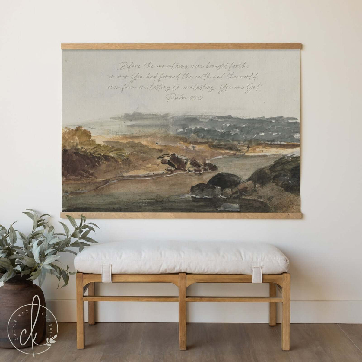 Psalm 90:2 Scripture Wall Hanging | Oversized Watercolor Print | T67