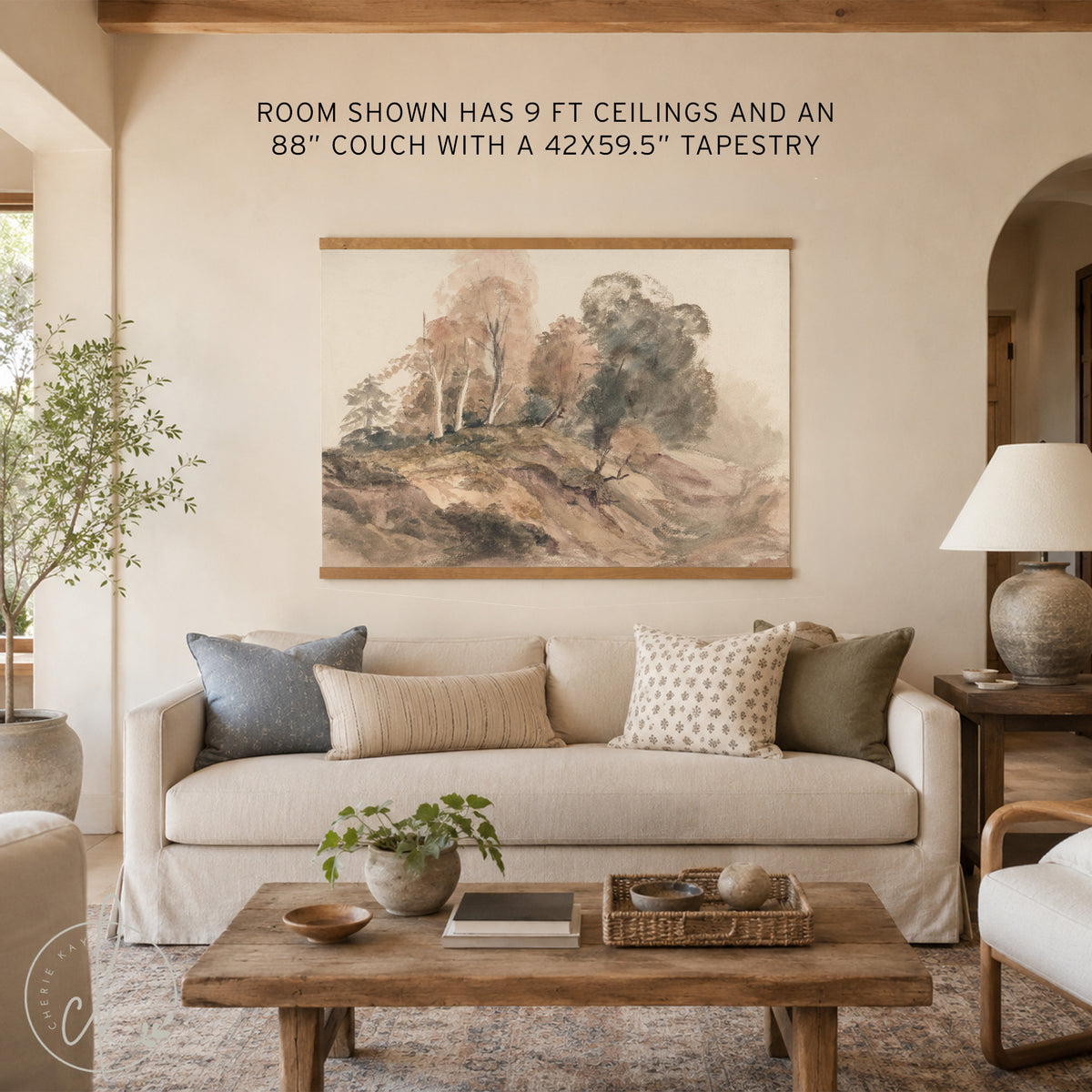 Autumn Landscape Painting | Fall Canvas Wall Art | Large Earth-Tone Nature Decor | T83