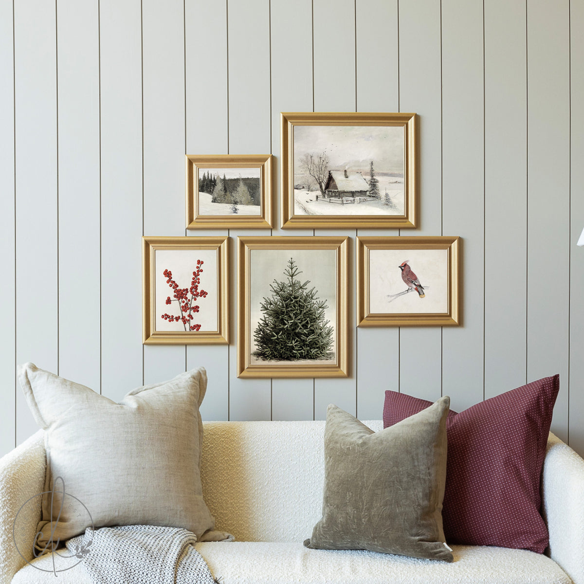 Vintage Christmas Holiday Wall Art Set | G6