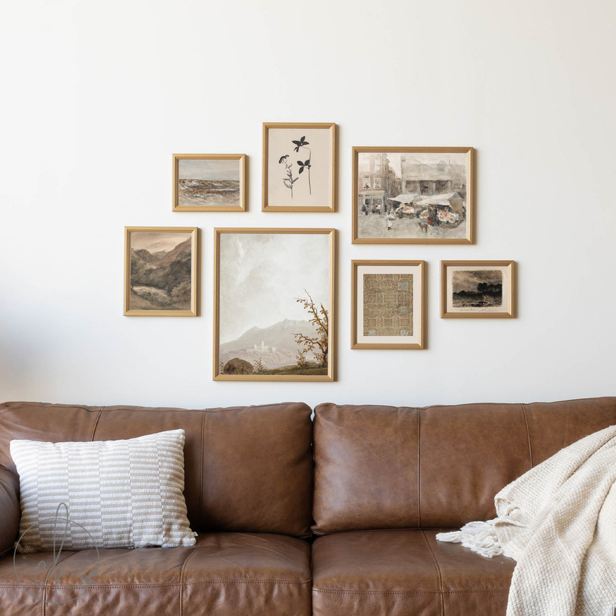 Vintage Gallery Wall Art Set | Framed Neutral Prints for Living Room | G33