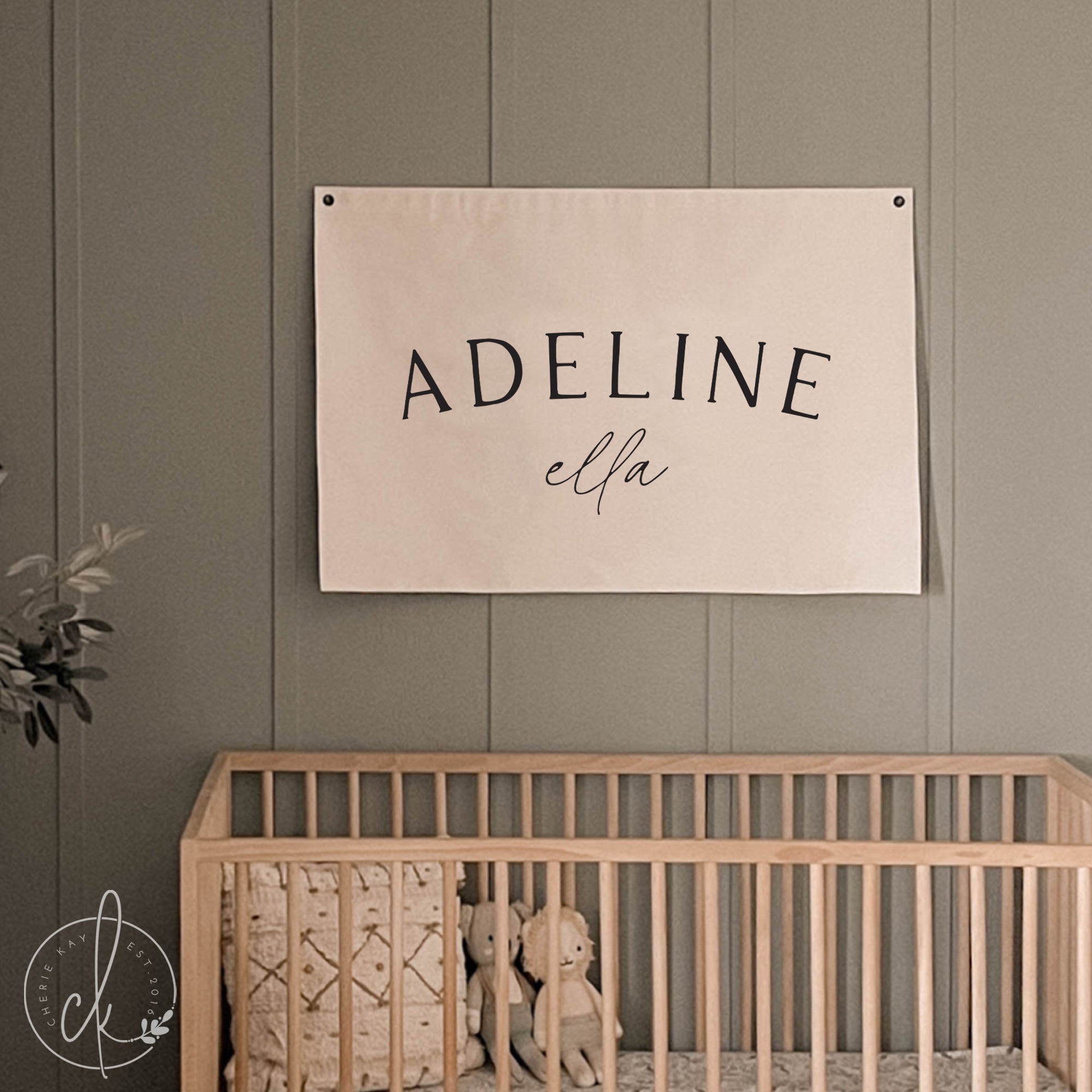 Elegant Personalized Baby Girl Name Canvas Sign