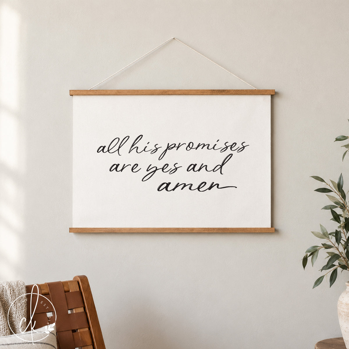 All His Promises Are Yes and Amen | Canvas Wall Banner | 18
