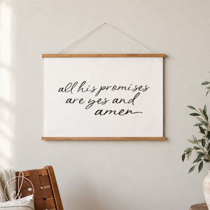 All His Promises Are Yes and Amen | Canvas Wall Banner | 18