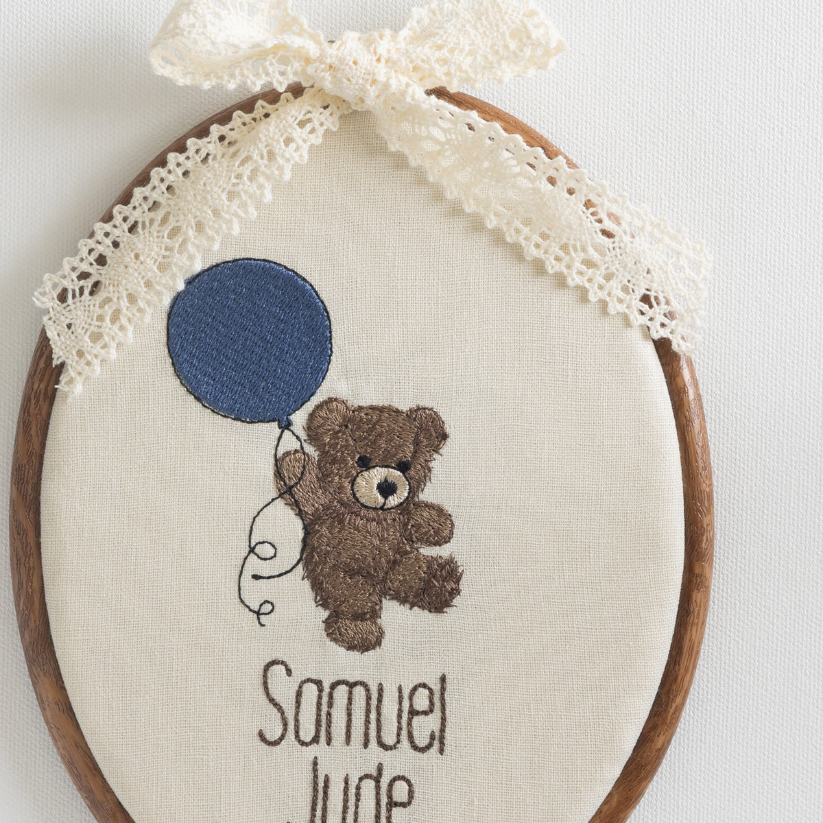 Teddy Bear Nursery Decor | Embroidery Hoop Name Sign | Personalized Baby Gift | E6