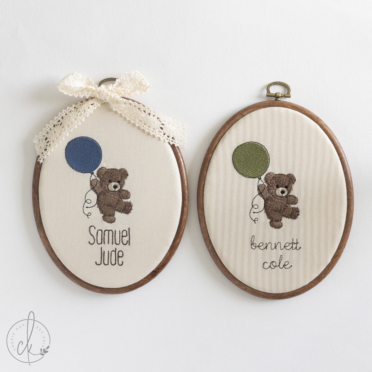 Teddy Bear Nursery Decor | Embroidery Hoop Name Sign | Personalized Baby Gift | E6