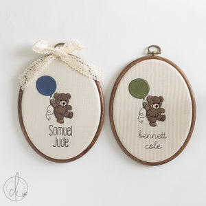 Teddy Bear Nursery Decor | Embroidery Hoop Name Sign | Personalized Baby Gift | E6