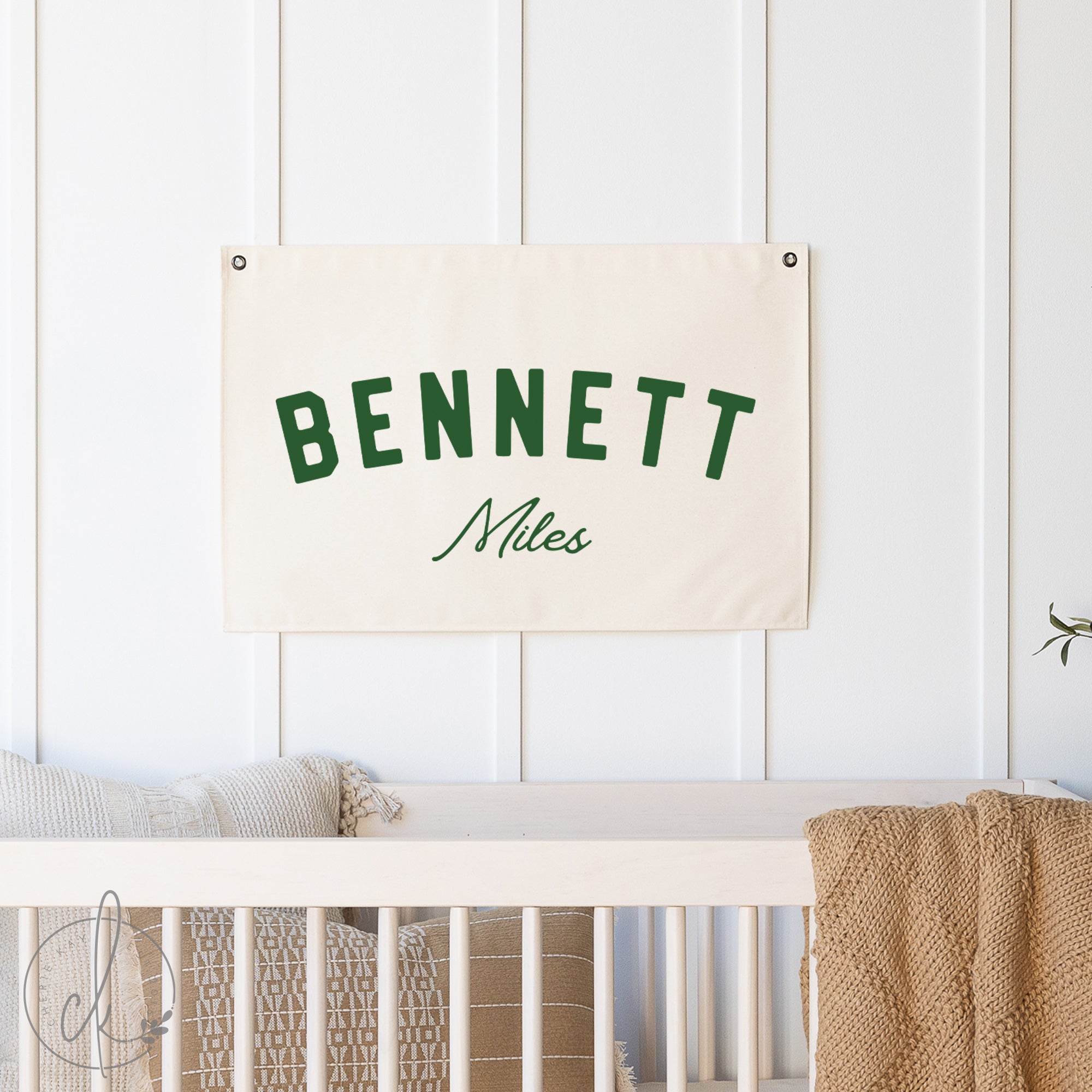 “Faith Can Move Mountains” Canvas Hanging Banner – 15.5x11”, Beige With Arrow Design, Nursery & Room Wall Decor