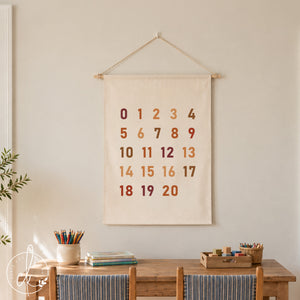 Boho Numbers Canvas | Fabric Wall Hanging | 123 Sign | Kids Room Decor | Homeschool Chart | Classroom Decor | Playroom Decor