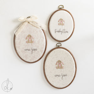 Personalized Birth Announcement | Embroidered Baby Name Hoop with Bunny | E4