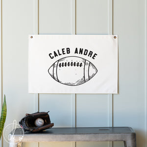 Personalized Football Canvas Flag | Custom Name Nursery Decor for Boys | 39