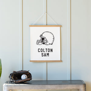 Personalized Boys Room Football Helmet Canvas Sign | Colton Sam | 40