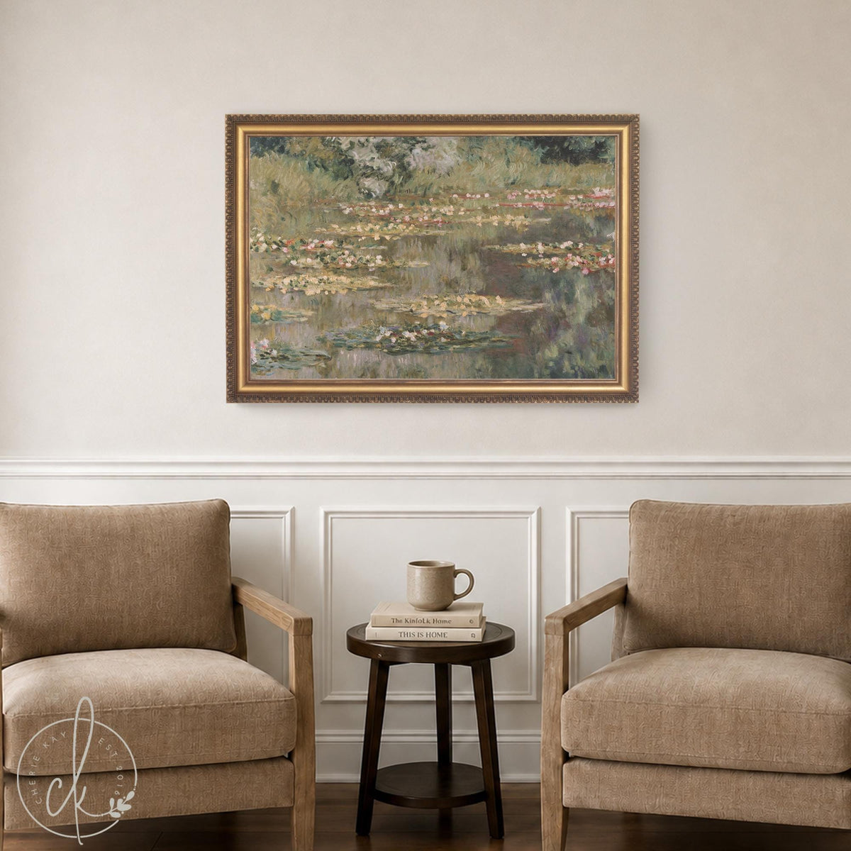 Monet Water Lilies Print | Gold Framed Impressionist Art | Lily Pond Wall Decor | N106