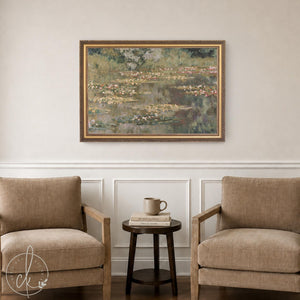 Monet Water Lilies Print | Gold Framed Impressionist Art | Lily Pond Wall Decor | N106
