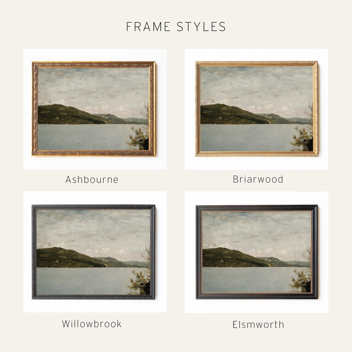 Lake Mountain Wall Art Print | Vintage Oil Painting | N56