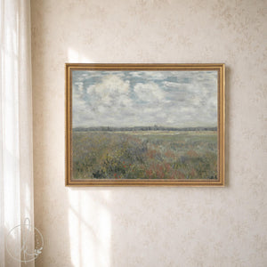 Wildflower Field Wall Art | Framed Landscape Painting | Large Nature Wall Decor | N69