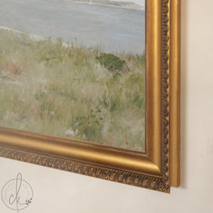 Vintage Coastal Wall Art | Framed Gold Seaside Painting | William Merritt Chase Impressionist Landscape Print | N31