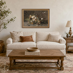Large Framed Flower Painting | Vintage Floral Wall Art | N98