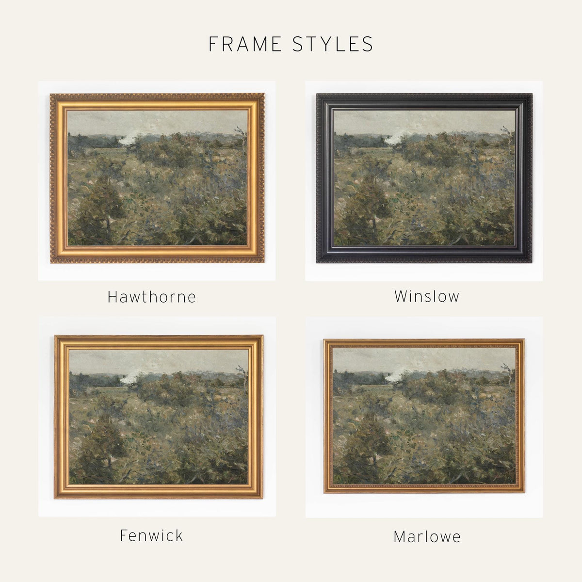 Framed Wall Artwork | Vintage Field Painting | N64