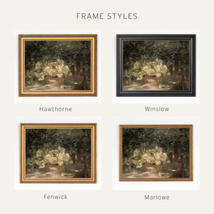 Antique Botanical Floral Still Life | Framed Vintage Flower Wall Art | N45
