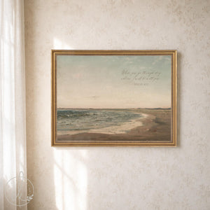 Scripture Wall Art | Isaiah 43:2 Beach Landscape Painting | N20