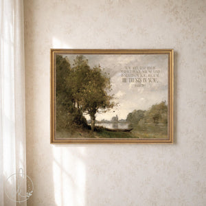 Bible Verse Wall Art | Isaiah 26:3 Framed Landscape | Vintage Christian Wall Decor | N236